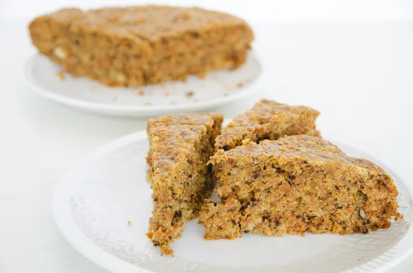 Homemade carrot cake, sliced cake — Stock Photo, Image