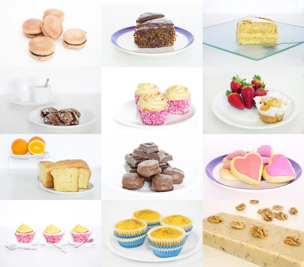 Collage or collection of delicious and tasty desserts — Stock Photo, Image