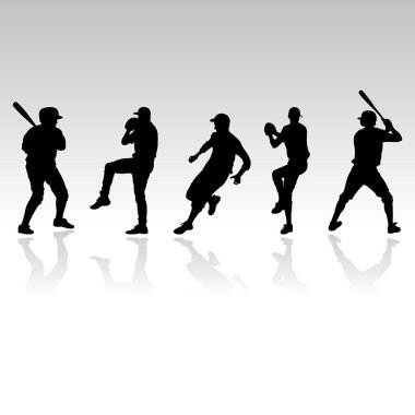 Baseball players silhouettes clipart