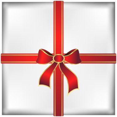 beyaz zemin üzerine kırmızı-altın yay