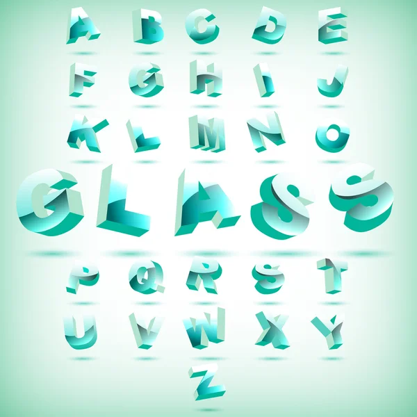 有趣的 3d 玻璃字母表 — 图库矢量图片