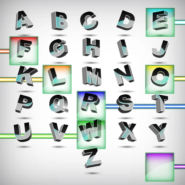 Lustige bunte 3D-Alphabet — Stockvektor