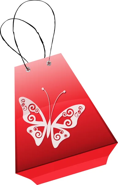 Funny shopping bag with butterfly — Stock Vector