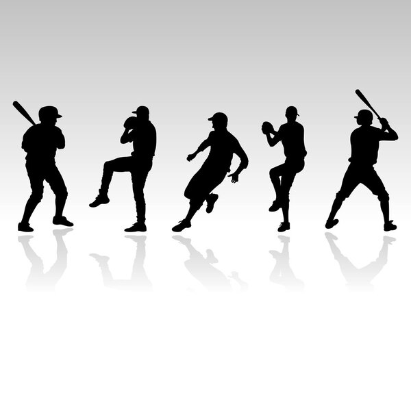 Baseball players silhouettes