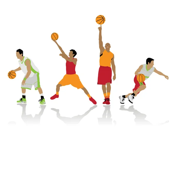 Basketbal spelers silhouetten — Stockvector