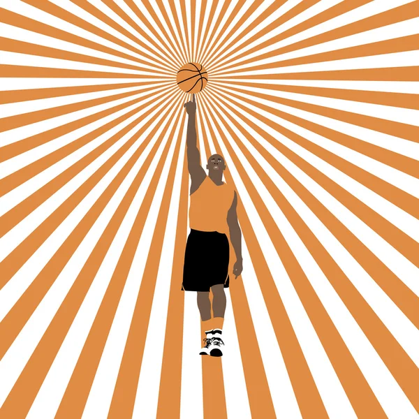 Basketball player on striped background — Stock Vector