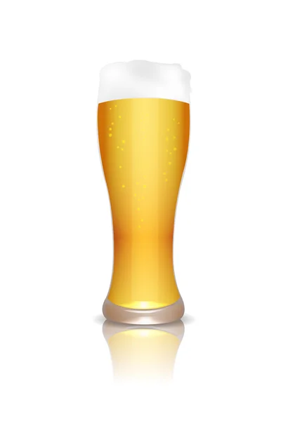 Vaso de cerveza con reflejo — Vector de stock
