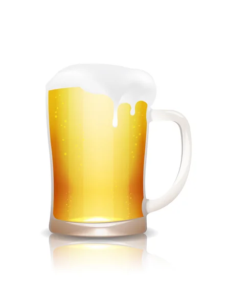 Taza de cerveza con reflejo — Vector de stock
