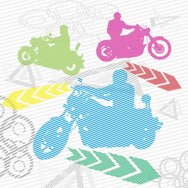 Striped biker silhouettes collection — Stock Vector