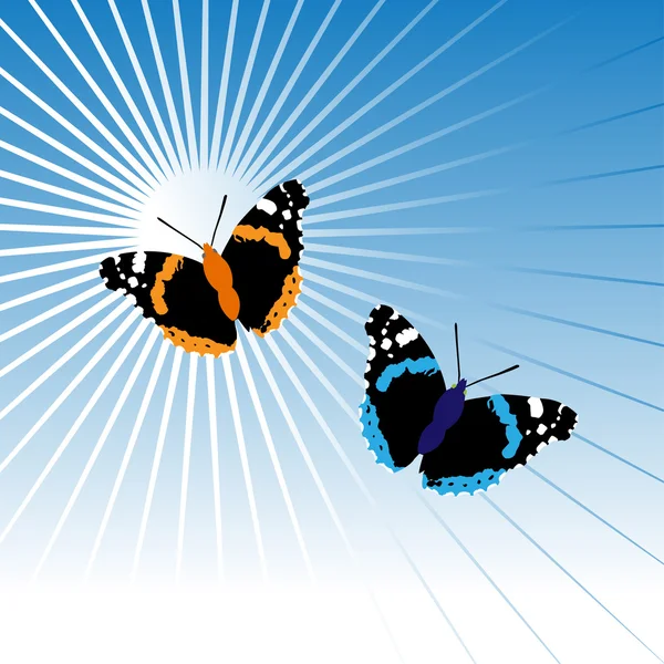 Two butterflies in sky — Stock Vector