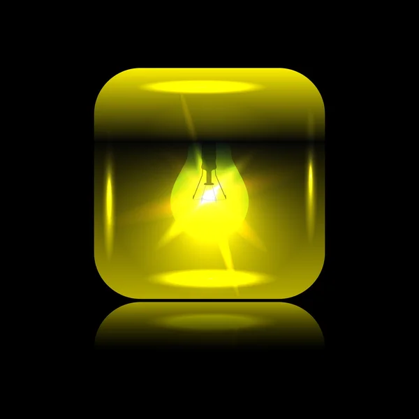 反射と光るボタン電球 — ストックベクタ