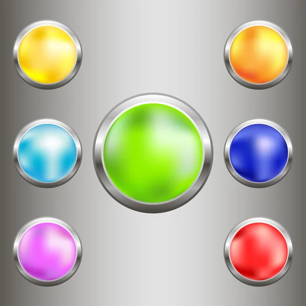 Colorful metal buttons set — Stock Vector