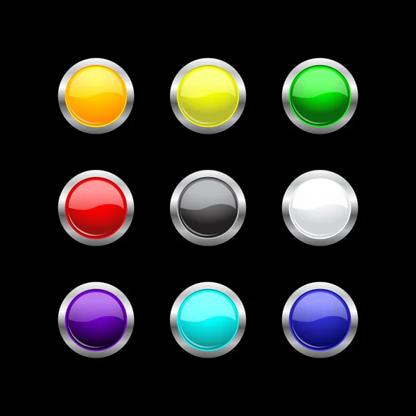 Colorful metal buttons set — Stock Vector