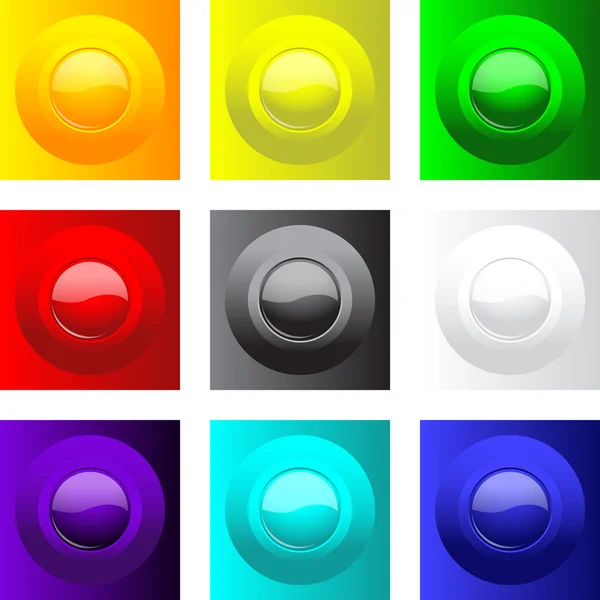 Colorful metal buttons set — Stock Vector