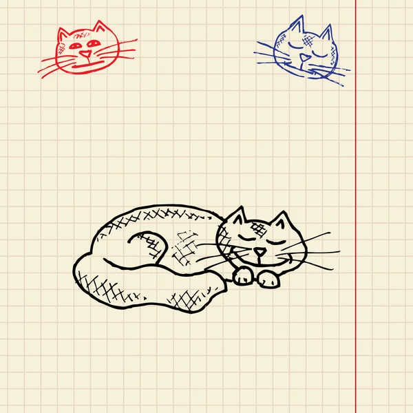 Sketch funny cat — Stock Vector