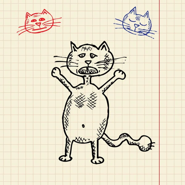 Croquis chat drôle — Image vectorielle