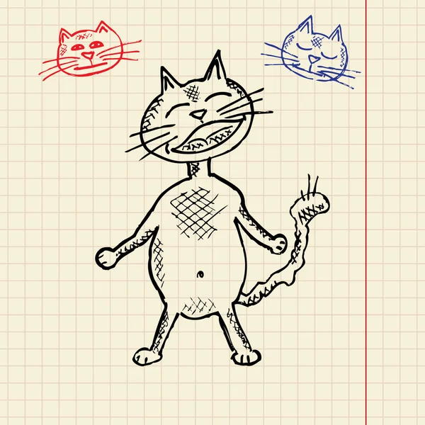 Sketch lustige Katze — Stockvektor