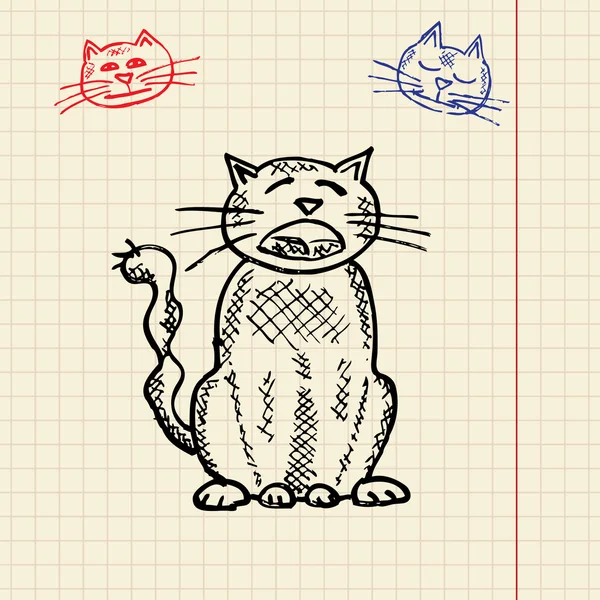 Sketch funny cat — Stock Vector