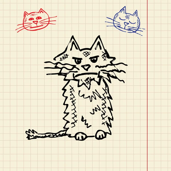 Skeç komik kedi — Stok Vektör