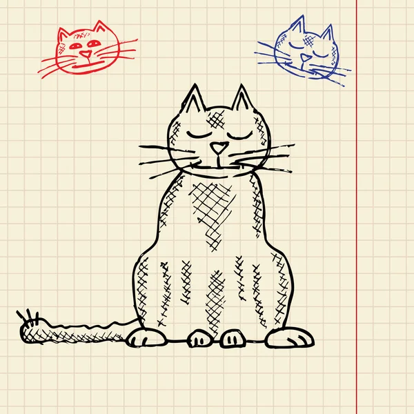 Sketch lustige Katze — Stockvektor