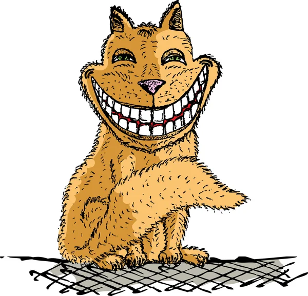 Orange Cheshire cat smilling — Stock Vector