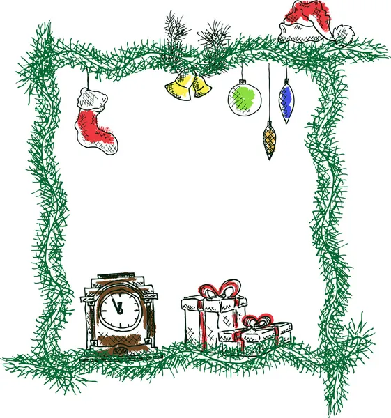 Skizze Weihnachtsrahmen — Stockvektor