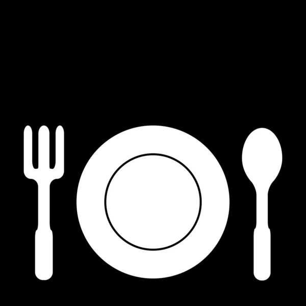 Simple spoon, fork and plate — Stock Vector