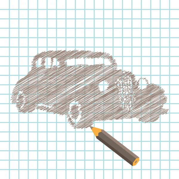Ручний автомобіль з олівцем — стоковий вектор