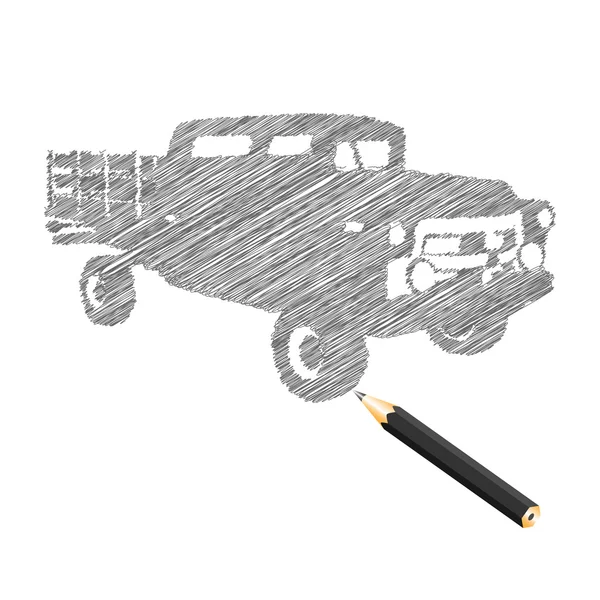 Bosquejo de coche ahogado a mano — Vector de stock