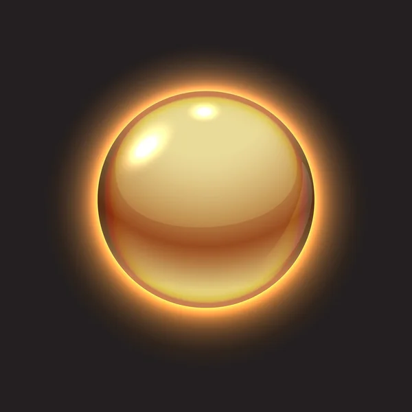 Golden glowing ball on black — Stock Vector