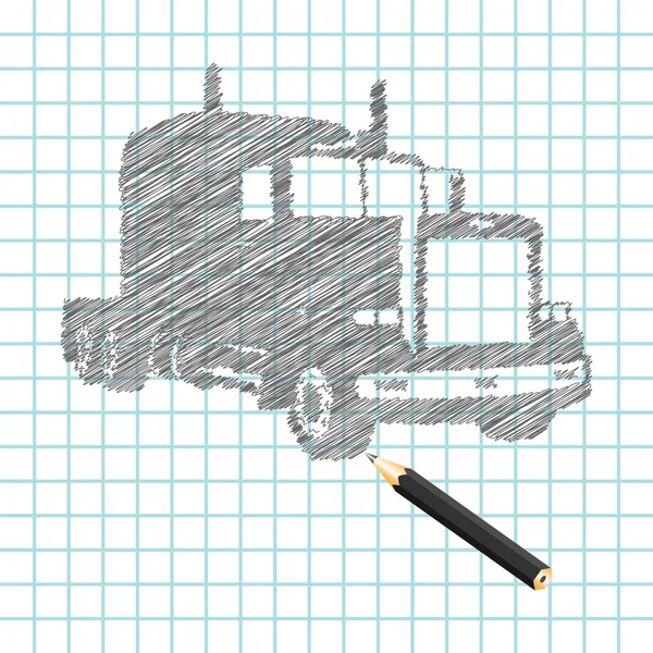 Hand-verdrinken vrachtwagen schets — Stockvector
