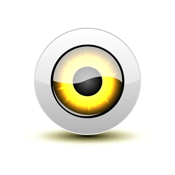 Icono de ojo amarillo con sombra — Vector de stock