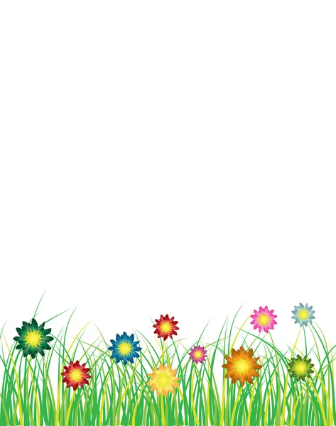 Set of flowers and grass — Stock Vector