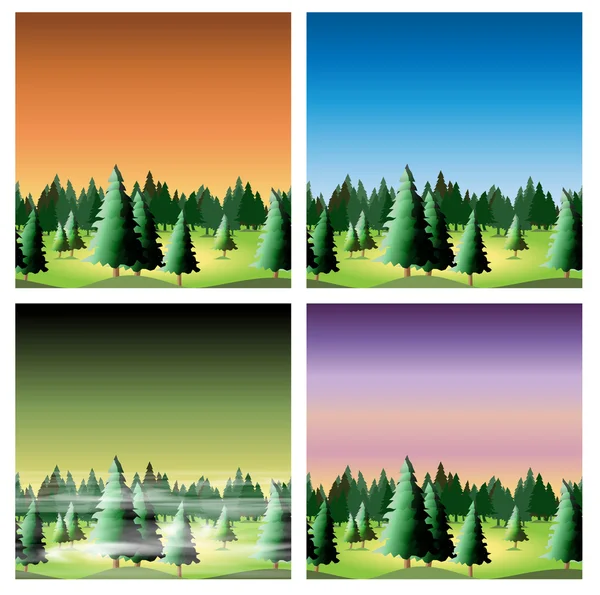Conjunto de bosques sin costura para su diseño — Archivo Imágenes Vectoriales