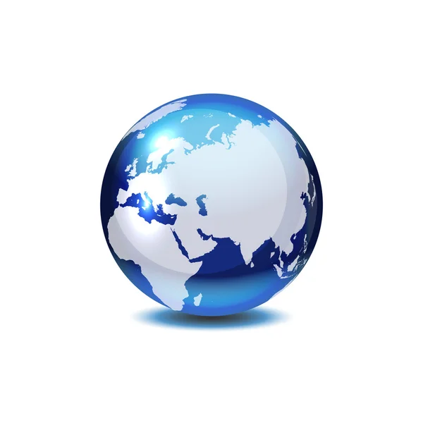 Globe bleu foncé avec ombre — Image vectorielle