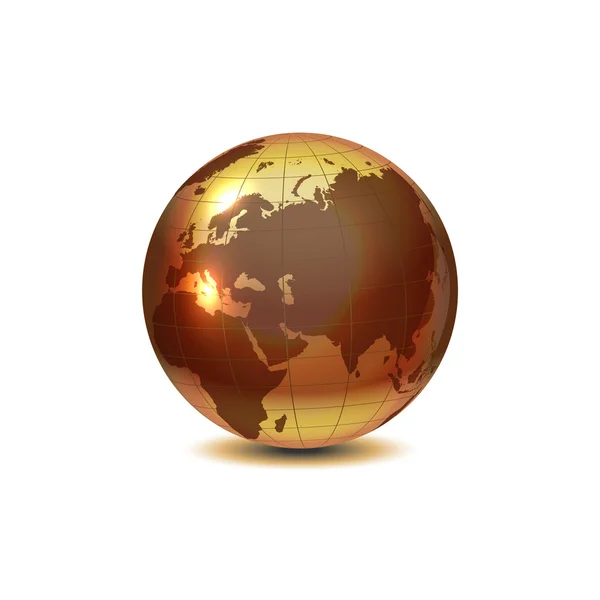 Golden globe with shadow — Stock Vector