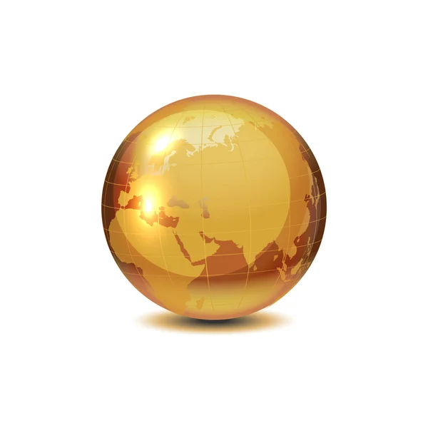 Golden globe with shadow — Stock Vector