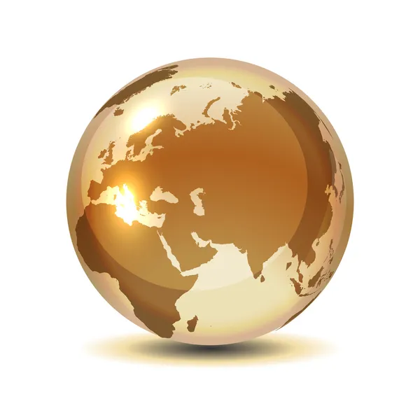 Golden globe with shadow — Stock Vector