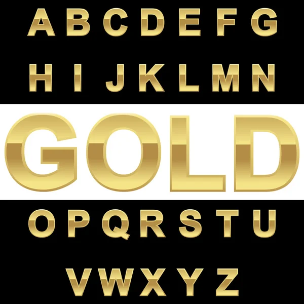 Golden alphabet with word "GOLD" — Stock Vector