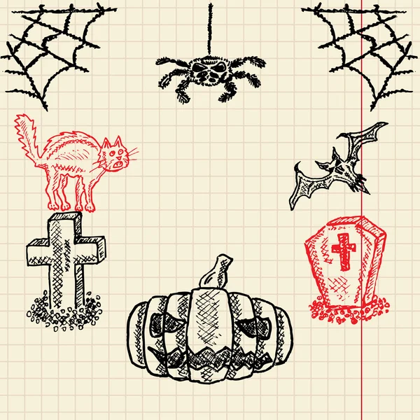 Halloween sketch set — Stock Vector