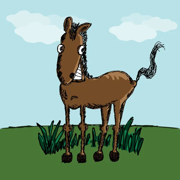 Esboço de cavalo engraçado — Vetor de Stock