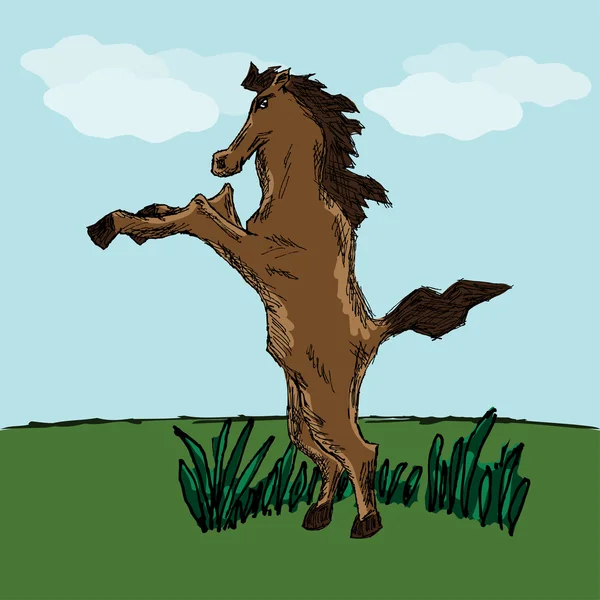 Sketsa lucu kuda untuk desain Anda - Stok Vektor