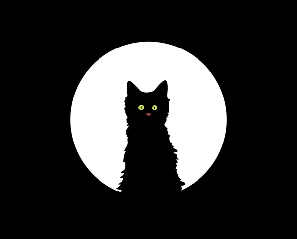 Chaton sous la lune — Image vectorielle