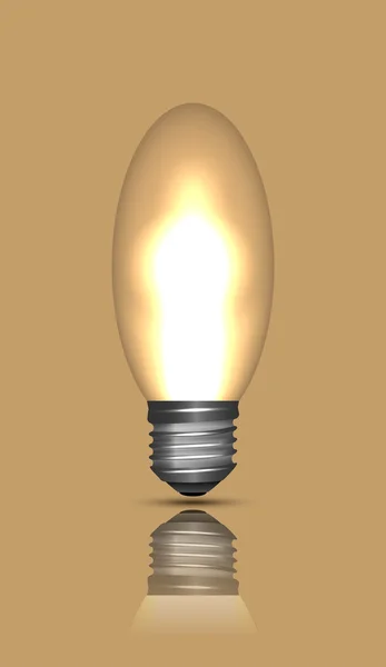 Switched bulb with reflection on brown — Stock Vector