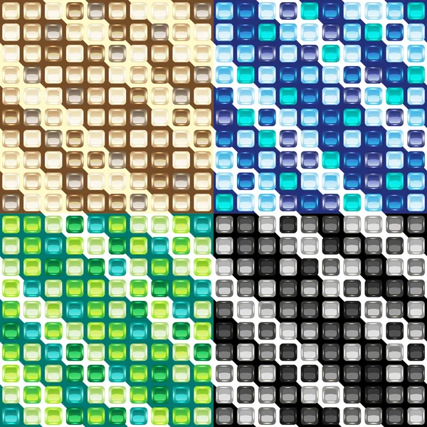 Satz von vier Mosaiken nahtlose Muster — Stockvektor