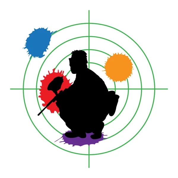 Paintball silhouette and a target — Stock Vector