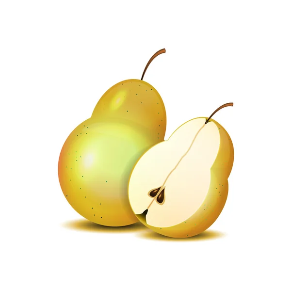 Isolated realistic sliced pears on white — Stock Vector