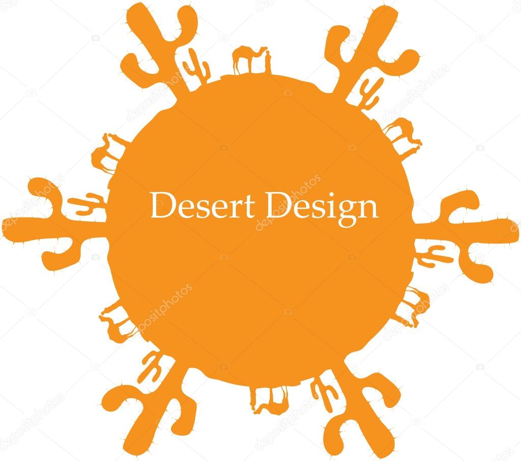 Desert sun, made of cactuses and camels