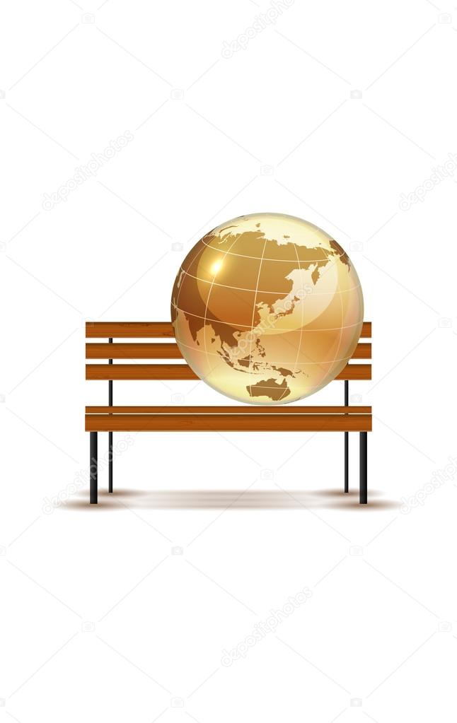 Concept globe on the bench