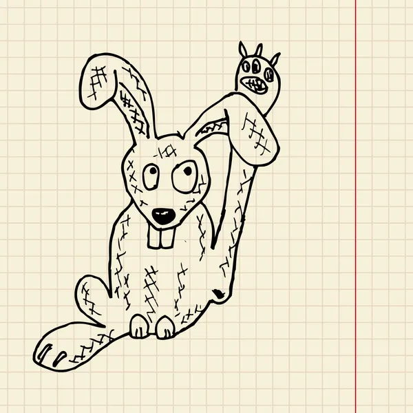 Zábavný králík skica — Stockový vektor